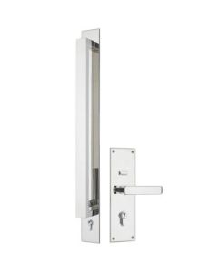 Trilock Omni Allure Double Cylinder Pull Handle Entrance Set in Polished Stainless Steel