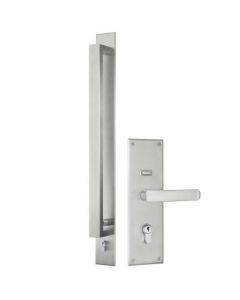 Trilock Omni Allure Double Cylinder Pull Handle Entrance Set in Stainless Steel