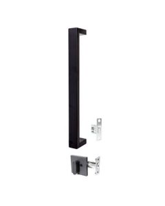 450mm Oblong Pull Handle Entrance set keyed Matt Black