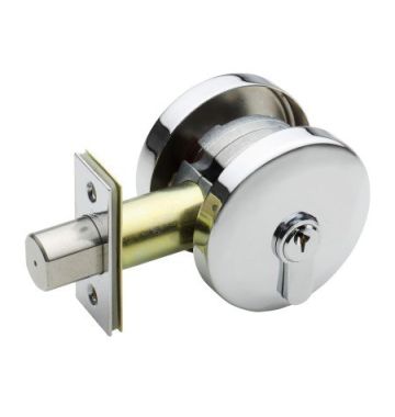 Single Cylinder Smooth Round Deadbolt 20mm Bright Chrome G2 Series