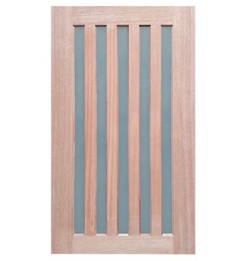 2040mm Meranti Full 5Lite Vertical 5mm Glazing External Door Frosted